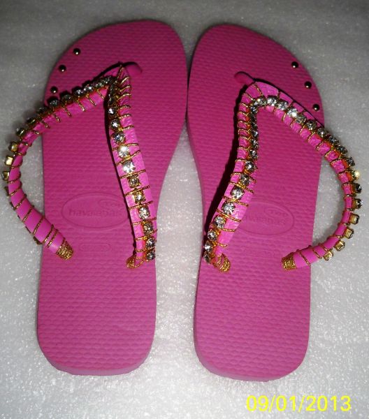 Havaianas Rosa com fios dourados