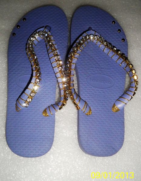 Havaianas Lilas com fios dourados