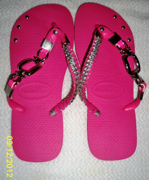 Havaiana Pink com Swarovski e metais cromados